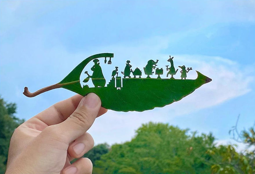 This Japanese Artist Is Going Viral With His Amazing Works Of Art Using Tree Leaves (127 Pics)