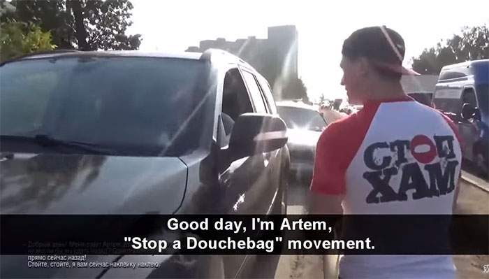‘Stop A Douchebag' Movement Plasters Huge Stickers On Cars To Stop Arrogant Traffic Rule Violators ‘Stop A Douchebag' Movement Plasters Huge Stickers On Cars To Stop Arrogant Traffic Rule Violators
