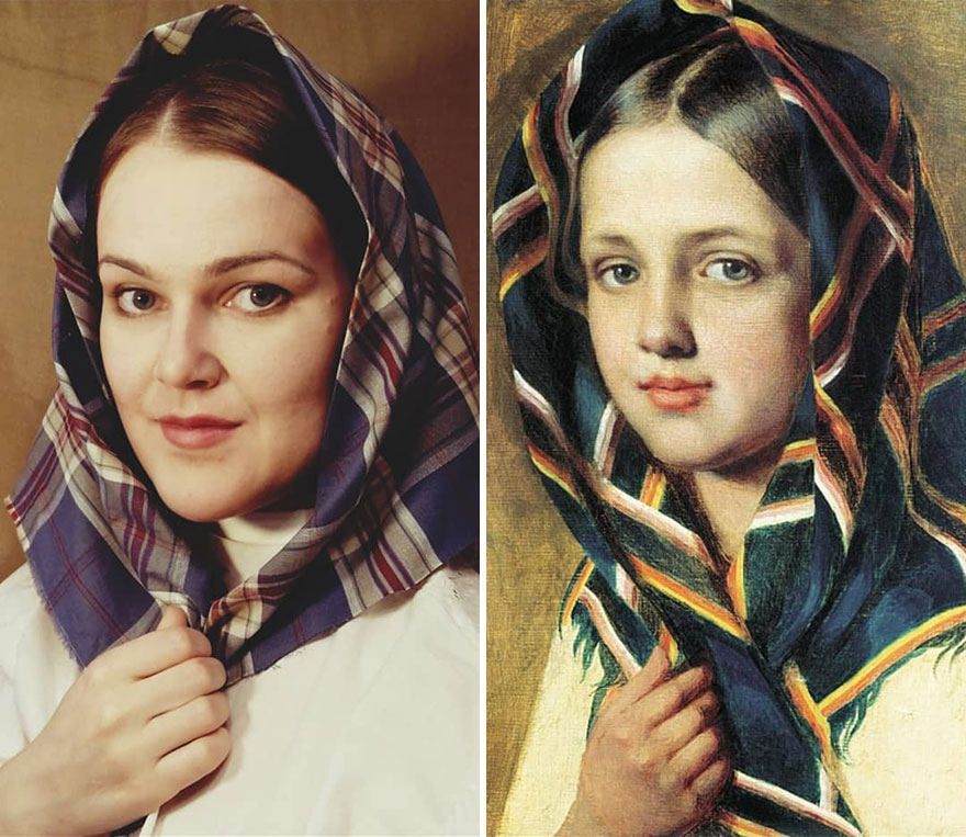 Alexey Venetsianov "Girl In A Scarf" (~1820)