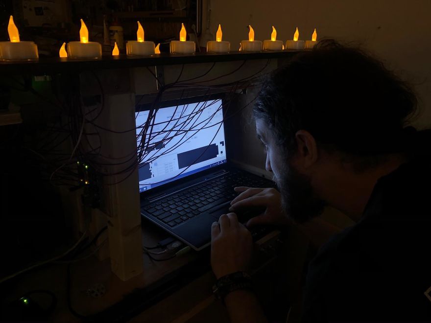 We Made An Interactive Installation That Shows Your Reflection Using Hundreds Of Votive Candles We Made An Interactive Installation That Shows Your Reflection Using Hundreds Of Votive Candles