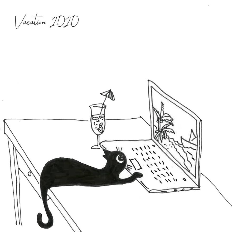 Owner Illustrates The Boring Days His Cat Lived In Quarantine In Fun Comics