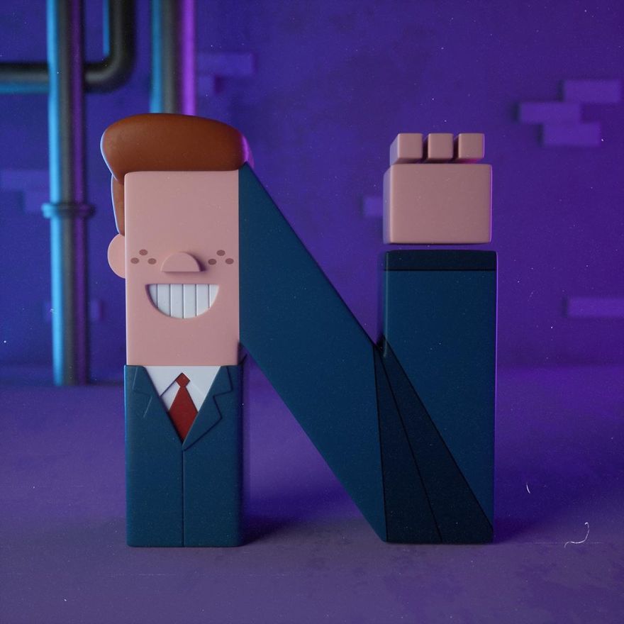 This Artist Illustrated The Alphabet Using Cartoon Characters (26 Pics)