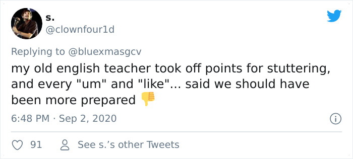 Twitter User Says Teachers Shouldn’t Force Anxious Students To Present In Front Of The Class, Sparks A Heated Discussion Twitter User Says Teachers Shouldn’t Force Anxious Students To Present In Front Of The Class, Sparks A Heated Discussion