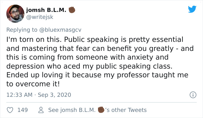 Twitter User Says Teachers Shouldn’t Force Anxious Students To Present In Front Of The Class, Sparks A Heated Discussion Twitter User Says Teachers Shouldn’t Force Anxious Students To Present In Front Of The Class, Sparks A Heated Discussion