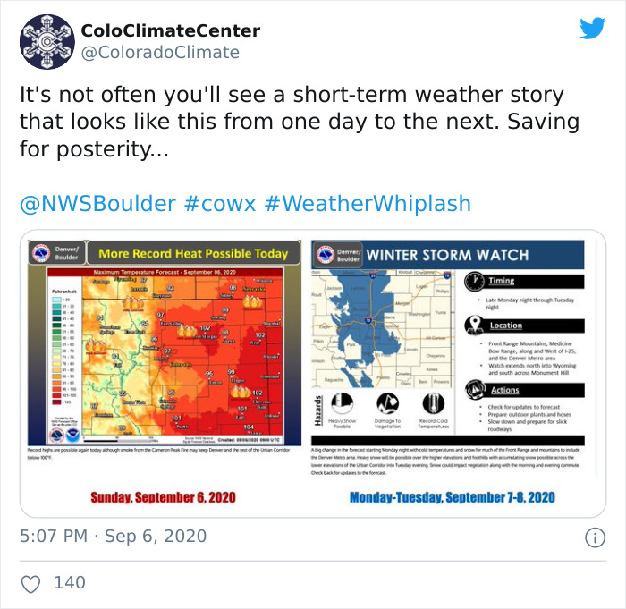 Snow Falls In Colorado Just 48 Hours After A Record Heatwave And It Proves Nothing Is Impossible In 2020