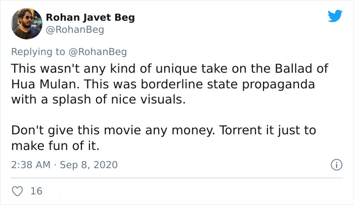 Guy On Twitter Points Out Why Disney&rsquo;s Mulan (2020) Is Effectively Chinese Propaganda