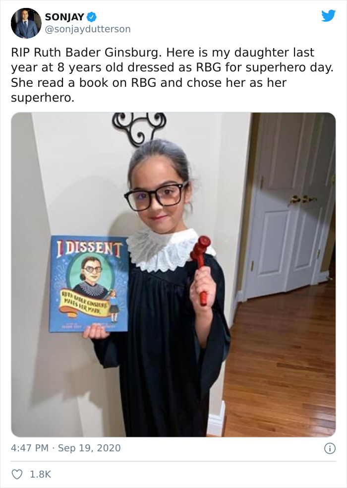 Parents Are Dressing Up Their Daughters As Ruth Bader Ginsburg Because She Was 'Everything [They] Should Strive For'