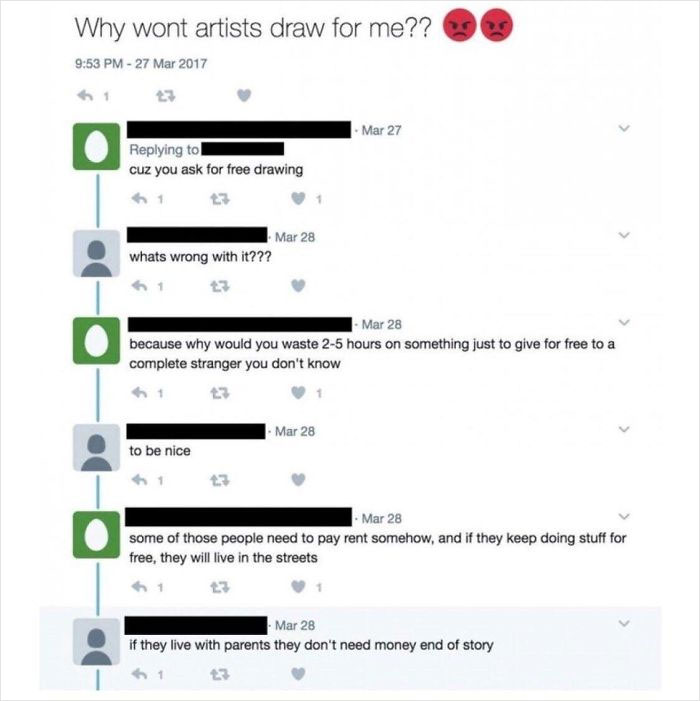 Artist Should Live With Their Parents And Draw For Free