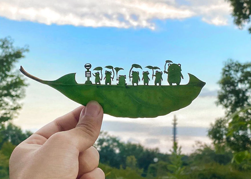 This Japanese Artist Is Going Viral With His Amazing Works Of Art Using Tree Leaves (127 Pics)
