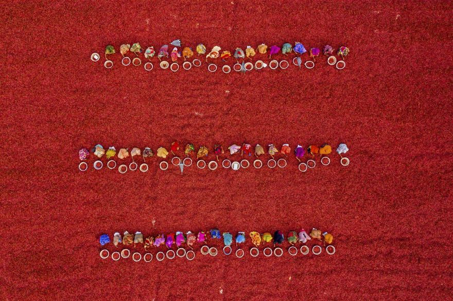 People Category Highly Commended: Women Sorting Dry Red Chillies