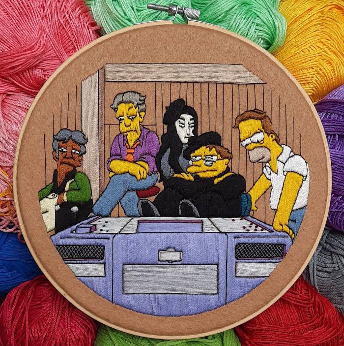 I Recreate My Favorite Simpsons Scenes With Embroidery