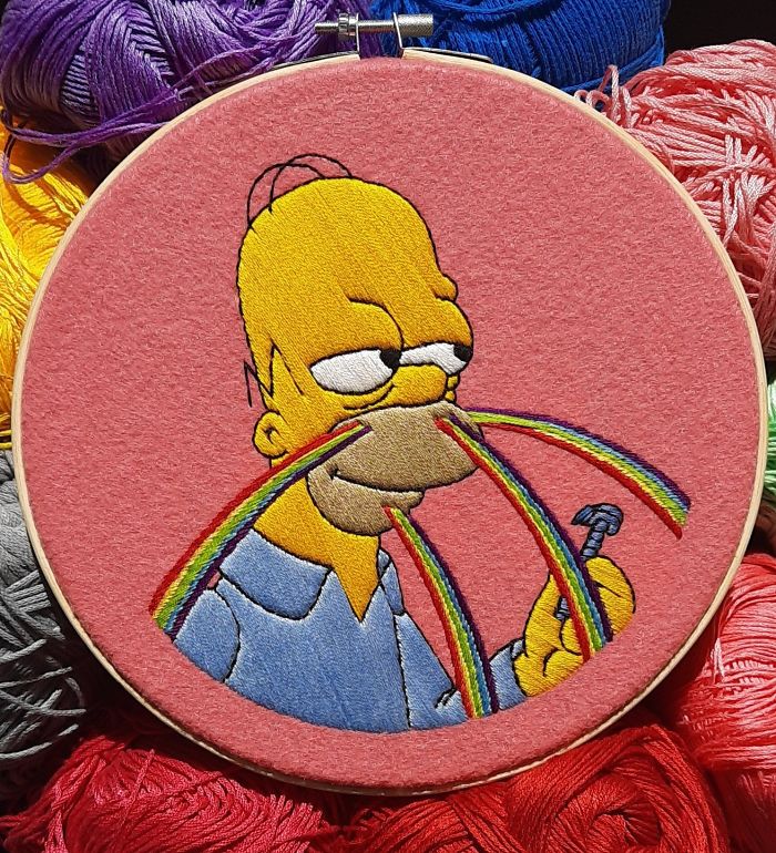 I Recreate My Favorite Simpsons Scenes With Embroidery