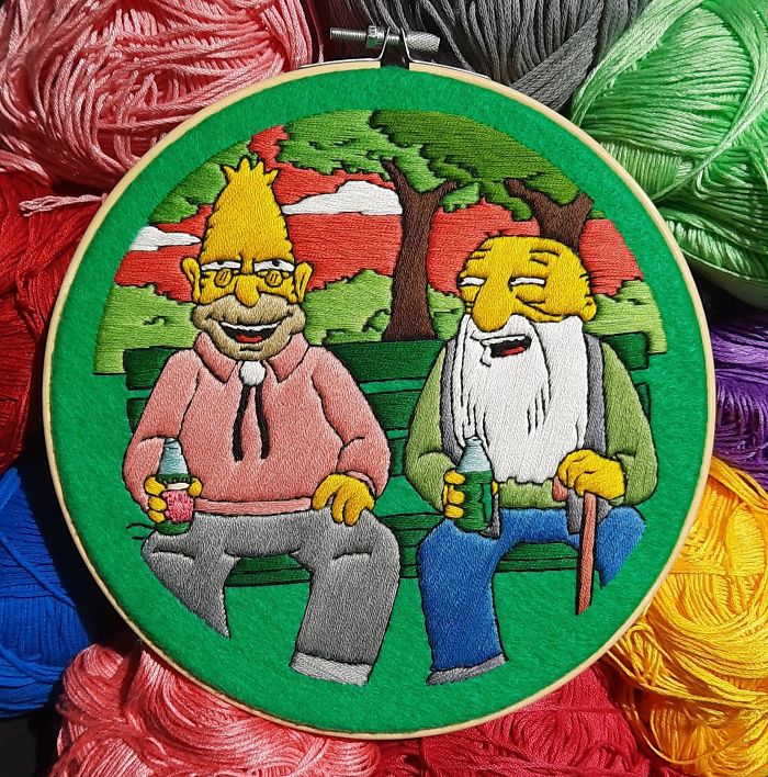 I Recreate My Favorite Simpsons Scenes With Embroidery