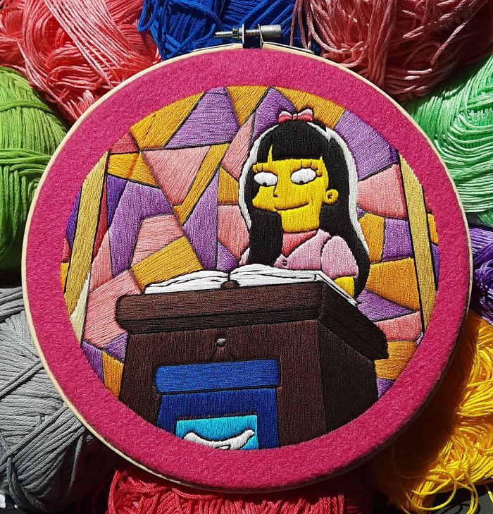I Recreate My Favorite Simpsons Scenes With Embroidery