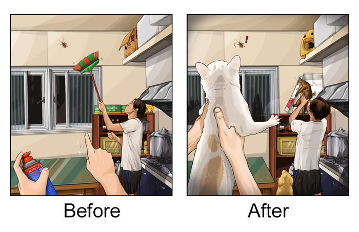 Life-Before-After-Pets- Illustrations-Mai-John