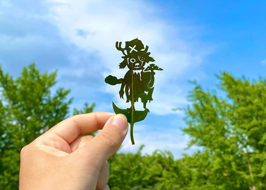 This Japanese Artist Is Going Viral With His Amazing Works Of Art Using Tree Leaves (127 Pics)