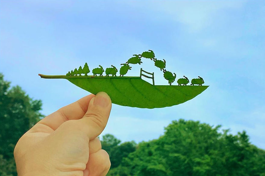 This Japanese Artist Is Going Viral With His Amazing Works Of Art Using Tree Leaves (127 Pics)