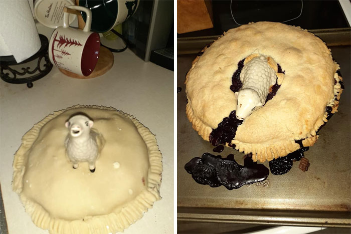 I Bought This Pie Lamb At A Garage Sale. Had Never Heard About Them Before, So I Tried It Out... Its Supposed To Whistle When Your Pie Is Done To Avoid Bubbling Over. Obviously Didn't Work..but The Pie Was Delicious!!! Any Other "Pie Birds" Out There?