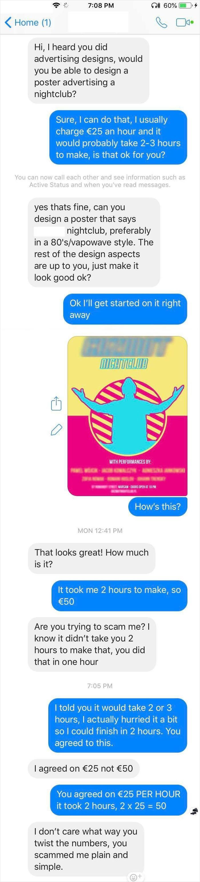 Man Thinks I’m Scamming Him Because He Doesn’t Understand Hourly Pay