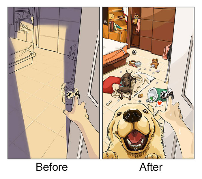 Life-Before-After-Pets- Illustrations-Mai-John
