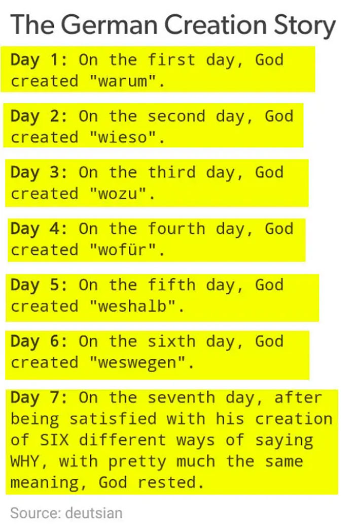 When German Language Had Like A Gazillion Ways To Say "Why".