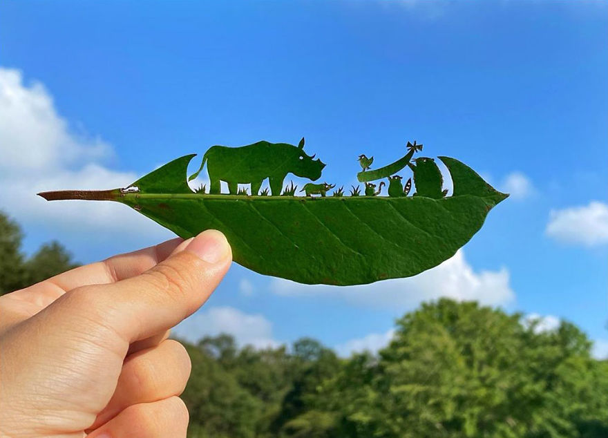 This Japanese Artist Is Going Viral With His Amazing Works Of Art Using Tree Leaves (127 Pics)