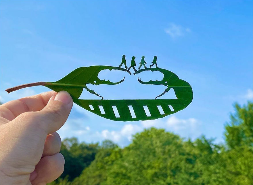 This Japanese Artist Is Going Viral With His Amazing Works Of Art Using Tree Leaves (127 Pics)