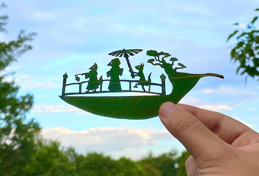 This Japanese Artist Is Going Viral With His Amazing Works Of Art Using Tree Leaves (127 Pics)