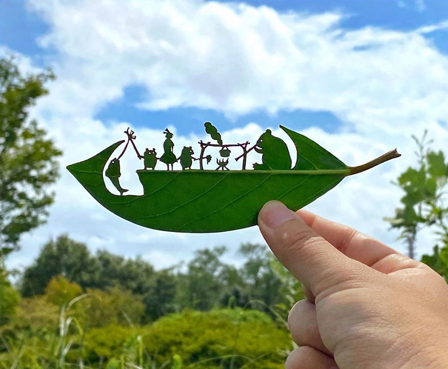 This Japanese Artist Is Going Viral With His Amazing Works Of Art Using Tree Leaves (127 Pics)