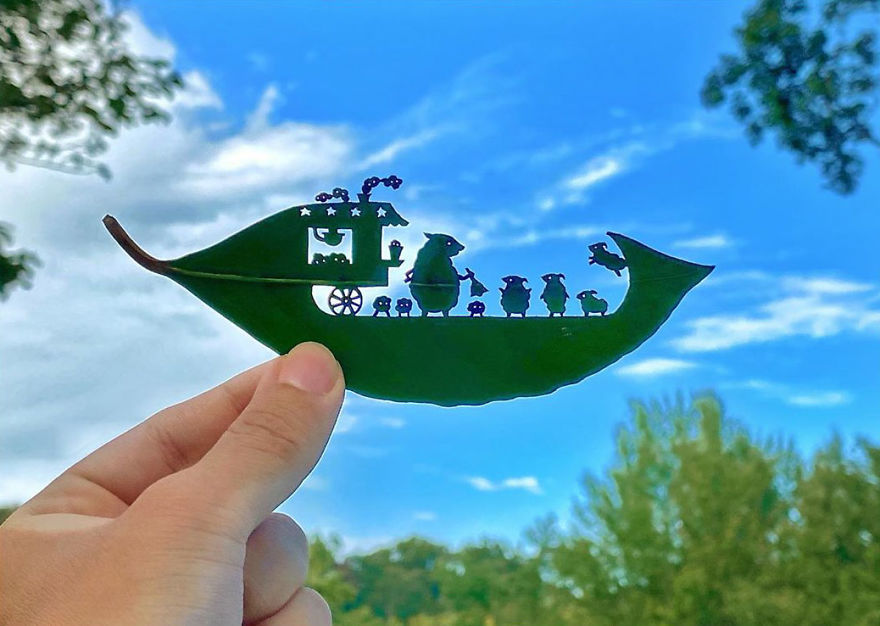 This Japanese Artist Is Going Viral With His Amazing Works Of Art Using Tree Leaves (127 Pics)