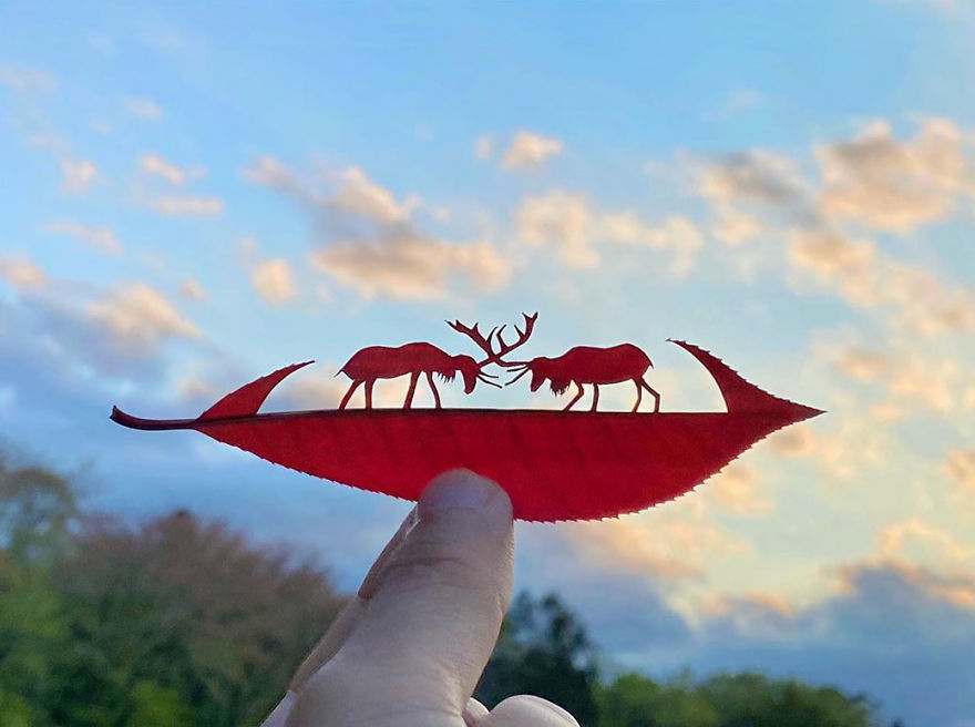 This Japanese Artist Is Going Viral With His Amazing Works Of Art Using Tree Leaves (127 Pics)