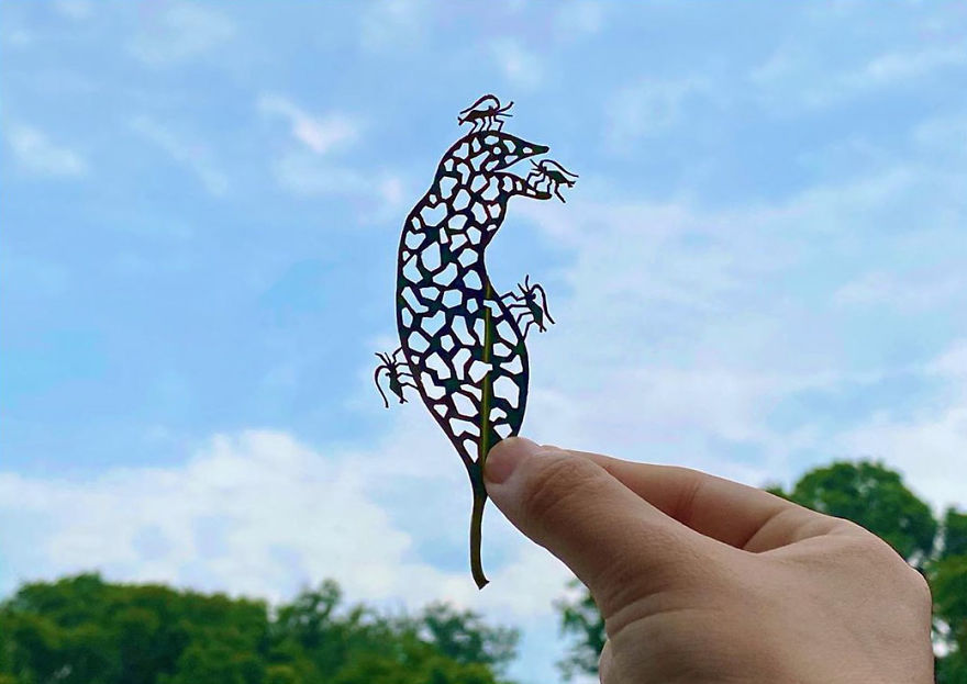 This Japanese Artist Is Going Viral With His Amazing Works Of Art Using Tree Leaves (127 Pics)