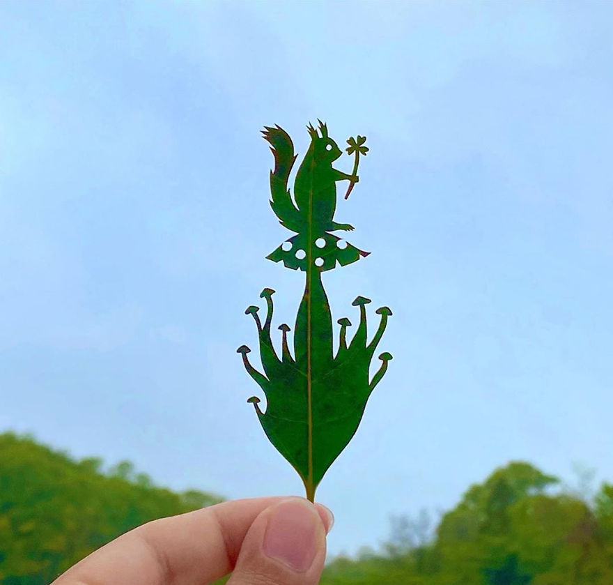 This Japanese Artist Is Going Viral With His Amazing Works Of Art Using Tree Leaves (127 Pics)