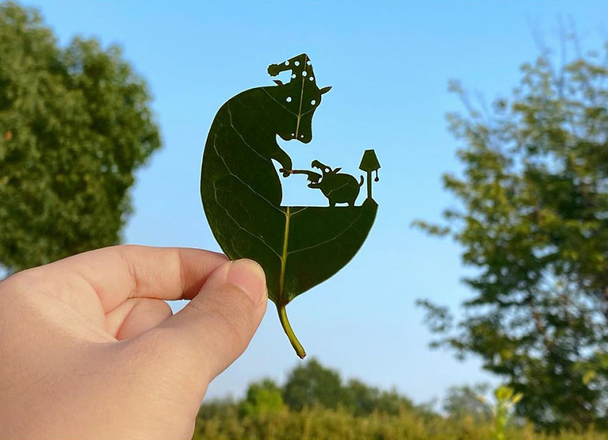 This Japanese Artist Is Going Viral With His Amazing Works Of Art Using Tree Leaves (127 Pics)