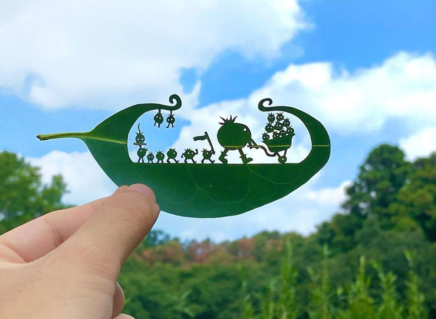 This Japanese Artist Is Going Viral With His Amazing Works Of Art Using Tree Leaves (127 Pics)
