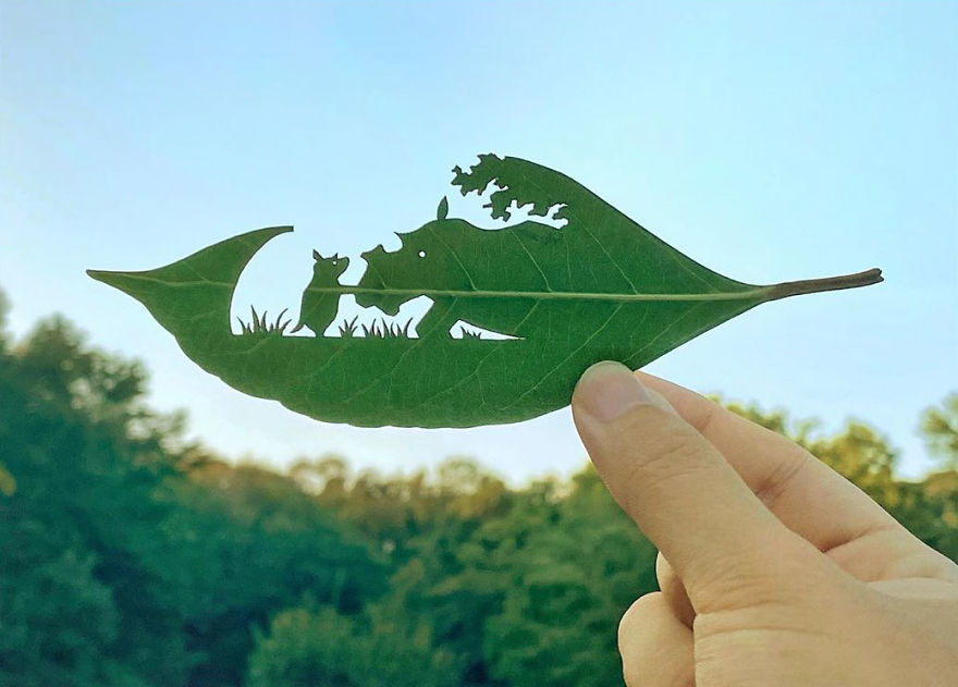 This Japanese Artist Is Going Viral With His Amazing Works Of Art Using Tree Leaves (127 Pics)