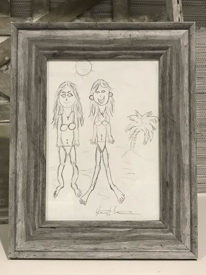 My Husband Got Tired Of The Blank Picture Frames On Display Around The House. Today I Woke Up To All The Frames Filled With Pictures He Drew