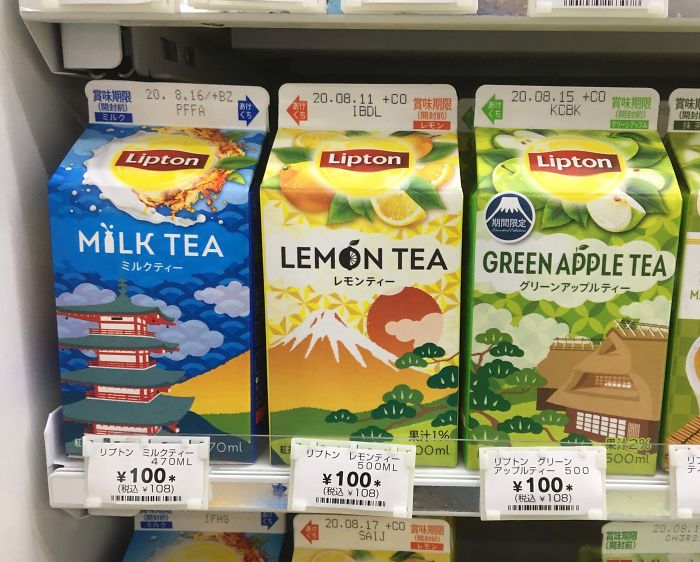 The Designs On These Lipton Tea Cartons In Japan