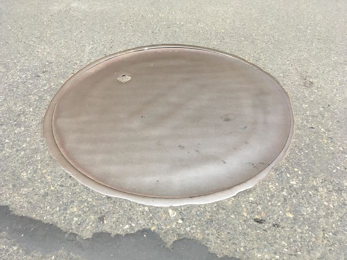 This Manhole Cover Near My Work Looks Like A Video Game Texture That Hasn’t Loaded Yet