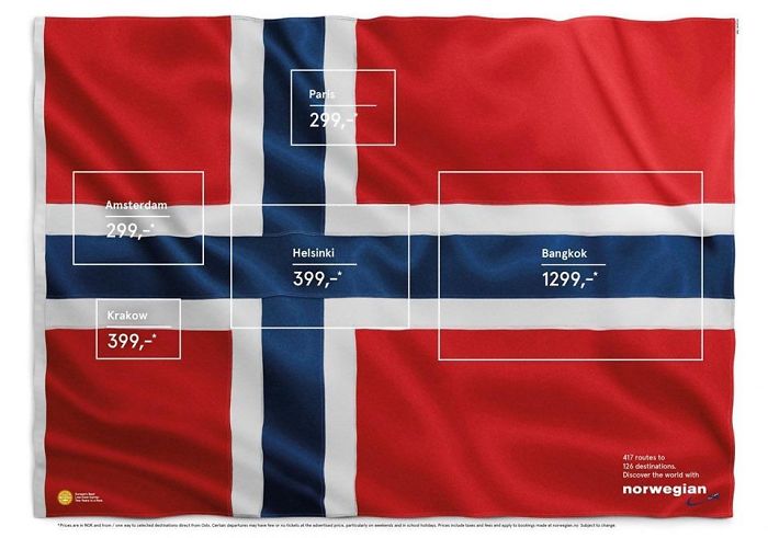 Advertising Flights To Other Countries Who Are Hidden In The Norwegian Flag