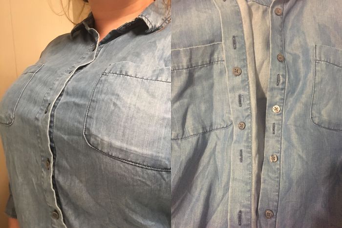 This Shirt Has Buttons On The Inside That Prevent The Dreaded Boob Gap!