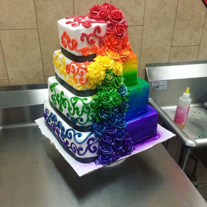 [homemade] Rainbow Wedding Cake By My Wife