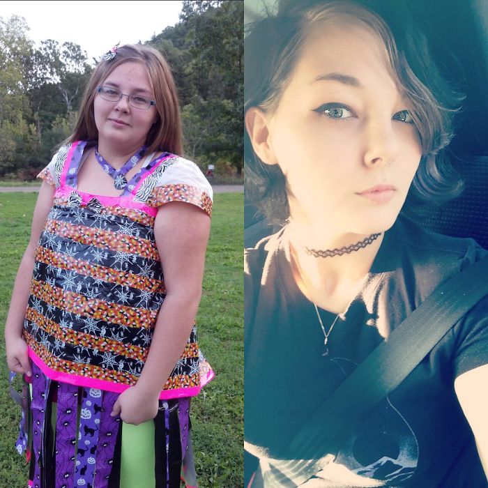 I Was Told That This Might Be Appreciated Here. The First Picture Is Me In My Duct Tape Dress At 16. The Second Picture Is Me Now, At 21 After Losing 100 Pounds, Cutting Off My Frizzy Hair, And Actually Putting Effort Into My Appearance