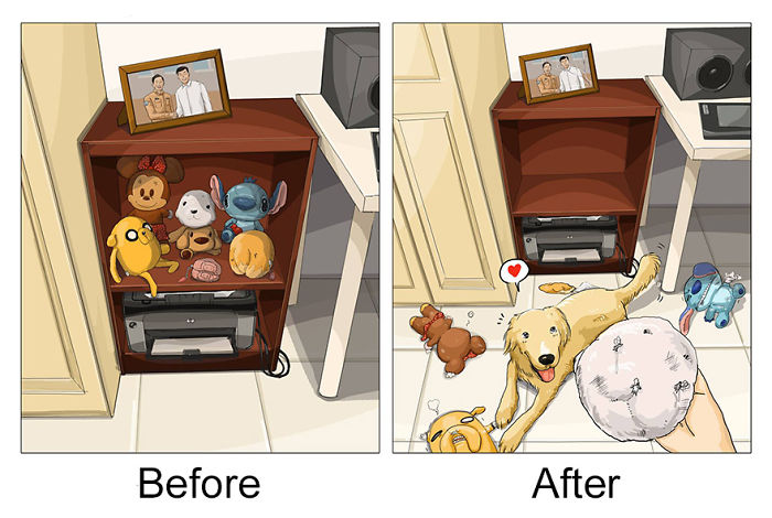Life-Before-After-Pets- Illustrations-Mai-John