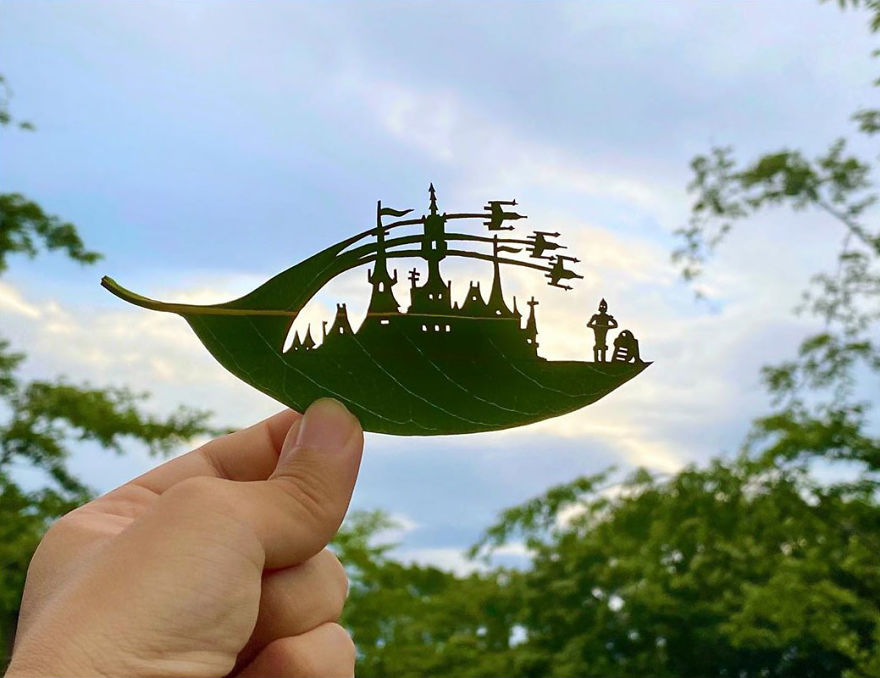 This Japanese Artist Is Going Viral With His Amazing Works Of Art Using Tree Leaves (127 Pics)