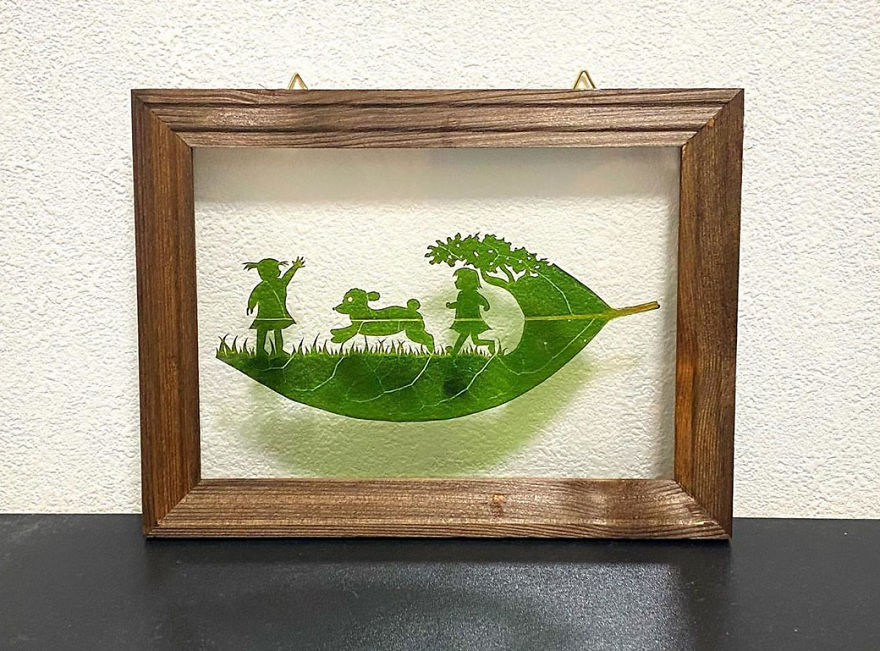 This Japanese Artist Is Going Viral With His Amazing Works Of Art Using Tree Leaves (127 Pics)