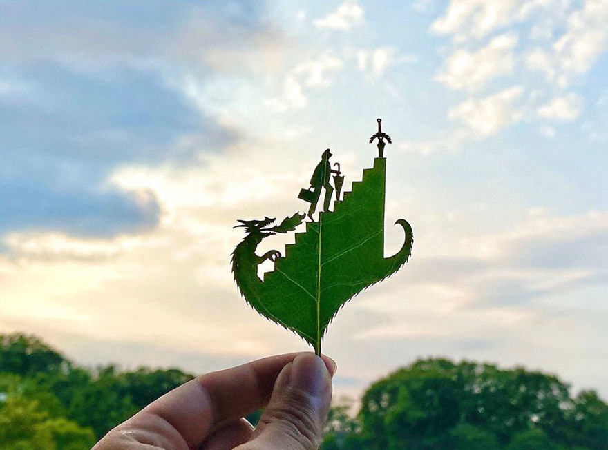 This Japanese Artist Is Going Viral With His Amazing Works Of Art Using Tree Leaves (127 Pics)