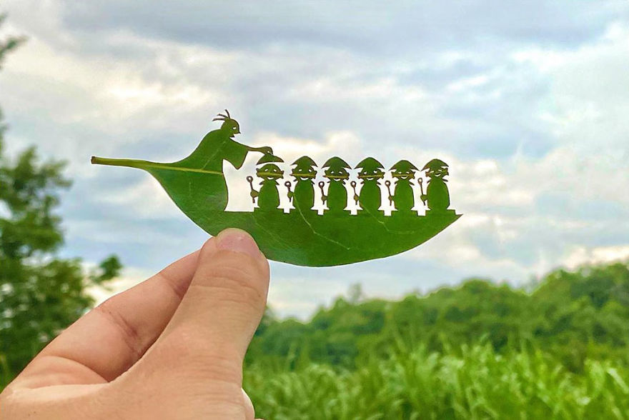 This Japanese Artist Is Going Viral With His Amazing Works Of Art Using Tree Leaves (127 Pics)