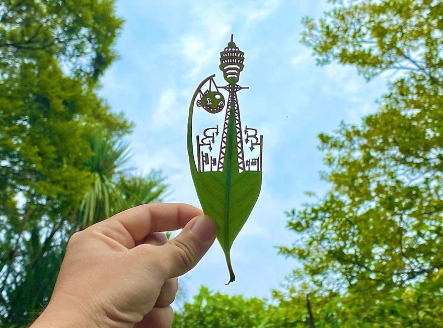This Japanese Artist Is Going Viral With His Amazing Works Of Art Using Tree Leaves (127 Pics)