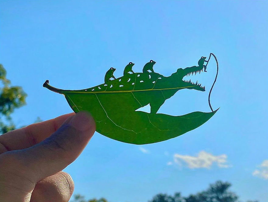 This Japanese Artist Is Going Viral With His Amazing Works Of Art Using Tree Leaves (127 Pics)